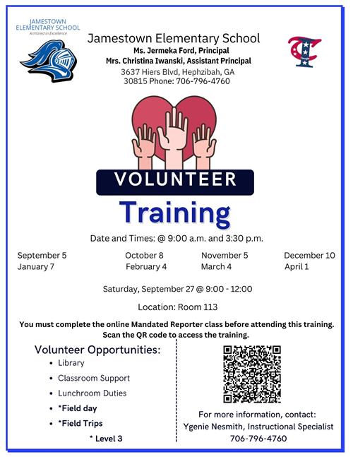 Volunteer Training Dates and Times 